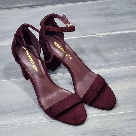 MADDEN GIRL Womens Beella‎ Round Toe Block Heel Heeled Sandal 8.5 M Merlot - Picture 8 of 13